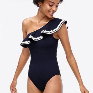 NWT J.Crew One Shoulder Navy Swimsuit